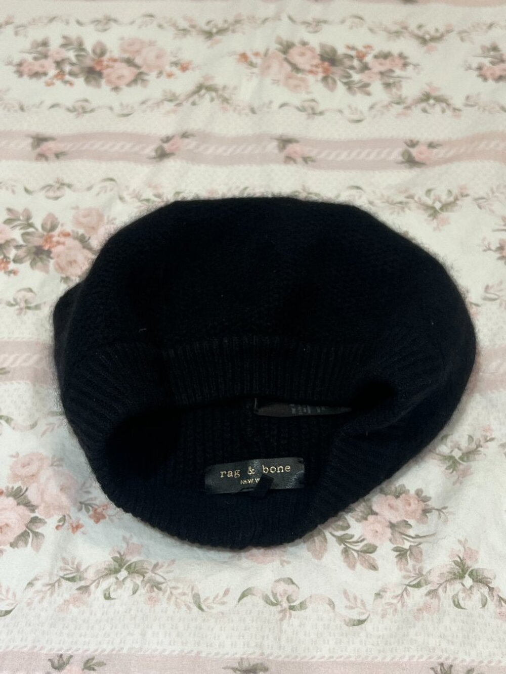 Rag & Bone Black Slouchy Beanie 100% Cashmere